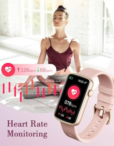 SHANG WING Fitness Watches for Women, LYNN2 Fitness Tracker with Heart Rate Monitor Blood Oxygen/Sleep Tracker Pedometer, Slim Step Tracker Watch for iOS/Android Phones Waterproof (Pink) - 6