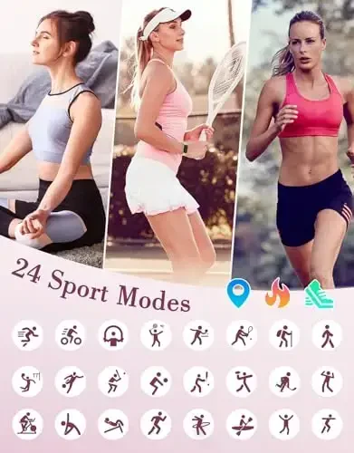 SHANG WING Ayollar uchun fitnes soatlari, LYNN2 Yurak urish tezligini kuzatuvchi qon kislorodi/uyquni kuzatuvchi pedometrli fitnes trekeri, iOS/Android telefonlari uchun nozik qadam kuzatuvchi suv o‘tkazmaydigan sutli oq soat - 4