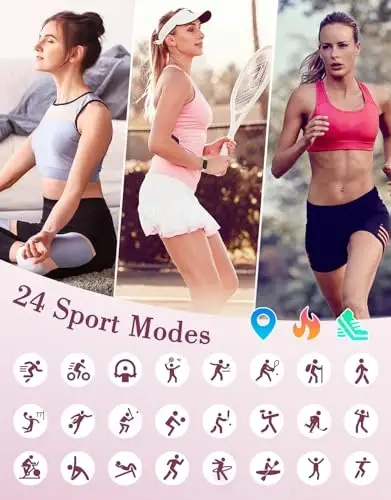 SHANG WING Ayollar uchun fitnes soatlari, LYNN2 Yurak urish tezligini kuzatuvchi qon kislorodi/uyquni kuzatuvchi pedometrli fitnes trekeri, iOS/Android telefonlari uchun nozik qadam kuzatuvchi suv o‘tkazmaydigan sutli oq soat - 4