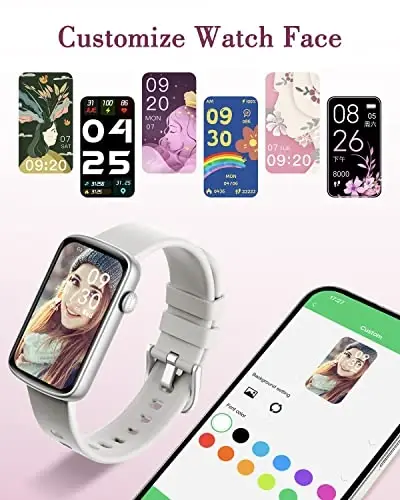 SHANG WING Ayollar uchun fitnes soatlari, LYNN2 yurak urish tezligini o'lchaydigan fitnes trekeri, qon kislorodi/uyqu trekeri pedometri, iOS/Android telefonlari uchun ingichka qadam o'lchagichli suv o'tkazmaydigan kulrang soat - 2