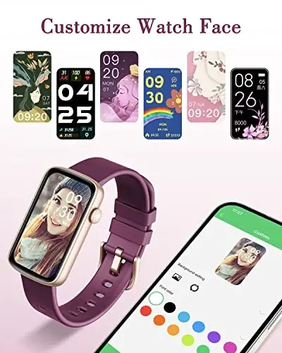 SHANG WING Ayollar uchun fitnes soatlari, LYNN2 Yurak urishini kuzatuvchi qon kislorodi/uyquni kuzatuvchi pedometr bilan fitnes trekeri, iOS/Android telefonlari uchun ingichka qadam kuzatuvchi suv o'tkazmaydigan binafsha soat - 2