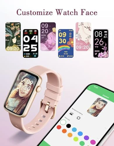 SHANG WING Ayollar uchun iPhone va Android telefonlar bilan mos keladigan aqlli soatlar, LYNN2 ingichka ayollar soati Fitness-tracker Raqamli soat yurak urishini kuzatuvchi Pedometr Qadam/uyqu kuzatuvchi Su o'tkazmaydigan Pushti - 4