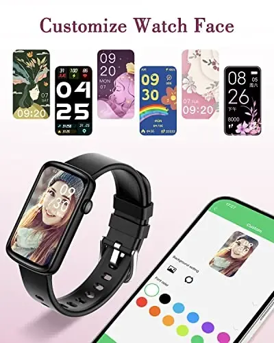 SHANG WING Fitness Watches for Women, LYNN2 Fitness Tracker with Heart Rate Monitor Blood Oxygen/Sleep Tracker Pedometer, Slim Step Tracker Watch for iOS/Android Phones Waterproof (Black) - 4