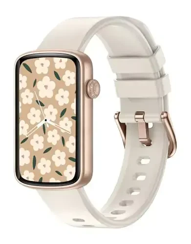 SHANG WING Fitness Watches for Women, LYNN2 Fitness Tracker with Heart Rate Monitor Blood Oxygen/Sleep Tracker Pedometer, Slim Step Tracker Watch for iOS/Android Phones Waterproof Milky White - SHANG