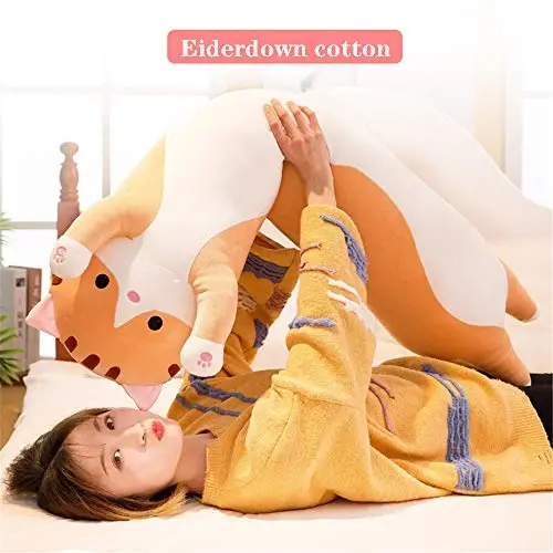 shangman Lovely Plush Cat Doll Cute Cartoon Soft Stuffed Kitten Pillow Long Throw Sleeping Pillow Doll Toy Gift for Kids Girlfriend Multiple Size (Brown,150cm/59in) - 5