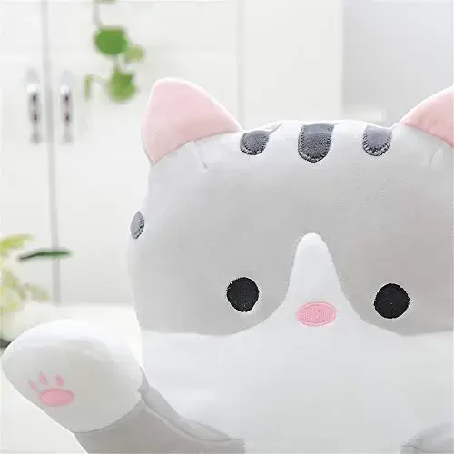 shangman Lovely Plush Cat Doll Cute Cartoon Soft Stuffed Kitten Pillow Long Throw Sleeping Toy Gift for Kids Girlfriend Multiple Size (Grey,50cm/19.6in) - 3