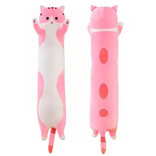 shangman Lovely Plush Cat Doll Cute Cartoon Soft Stuffed Kitten Long Throw Sleeping Pillow Doll Toy Gift for Kids Girlfriend Multiple Size (Pink,50cm/19.6in) - 1