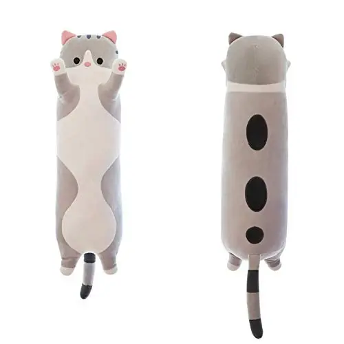 shangman Lovely Plush Cat Doll Cute Cartoon Soft Stuffed Kitten Pillow Long Throw Sleeping Toy Gift for Kids Girlfriend Multiple Size (Grey,50cm/19.6in) - 1