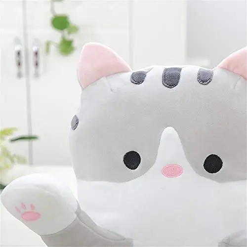 shangman Lovely Plush Cat Doll Cute Cartoon Soft Stuffed Kitten Pillow Long Throw Sleeping Toy Gift for Kids Girlfriend Multiple Size (Grey,50cm/19.6in) - 3