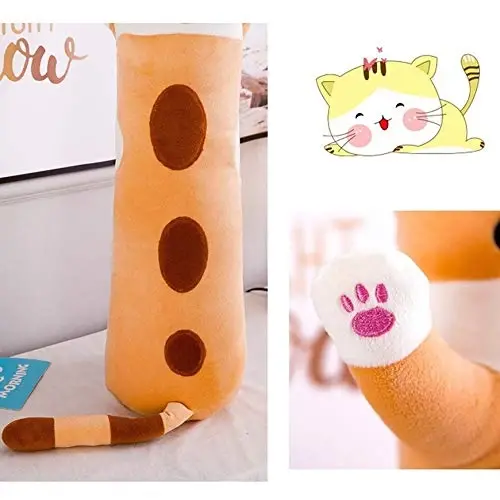 shangman Lovely Plush Cat Doll Cute Cartoon Soft Stuffed Kitten Pillow Long Throw Sleeping Pillow Doll Toy Gift for Kids Girlfriend Multiple Size (Brown,130cm/51.1in) - 4
