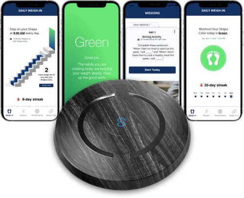 Shapa Sayısız Akıllı Kilo Verme Terazi - Kilo Verme İçin Akıllı Terazi, Patentli 5 Renkli Geri Bildirim Sistemi, Vücut Kompozisyonu ve Sağlık Monitörü Bluetooth Uygulaması, Ömür Boyu İlerleme İçin Stressiz Yaklaşım - 1