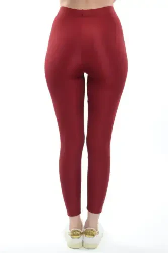 Shaping Shiny Disco Leggings-BURGUNDY - 4