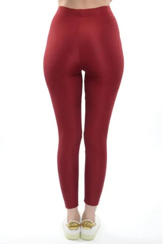 Shaping Shiny Disco Leggings-BURGUNDY - 4