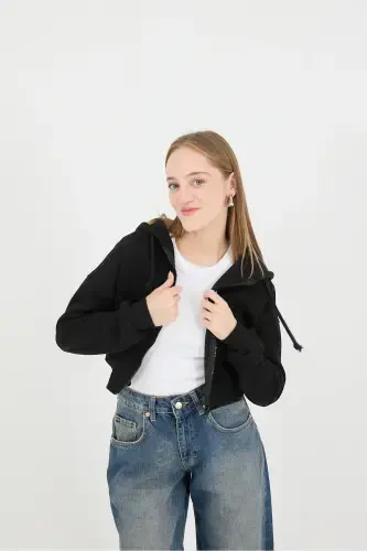 Shardonli Fermuarli Sweatshirt H3717-W9-Qora - 4