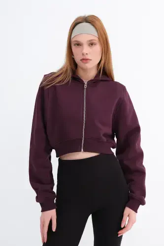 Shardonli Kapüşonli Crop Sweatshirt H1526-İ9-GARDENYA - ADDAX (1)