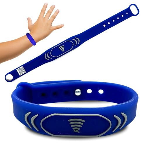 Sharewear Adjustable Child Safety ID Smart Band: Su o'tkazmaydigan bilaguzuk va bepul raqamli profil bilan. Cheksiz sozlash, obuna talab qilinmaydi. Sayohat, tibbiy ogohlantirishlar va oziq-ovqat allergiyasi. (ko'k) - 3