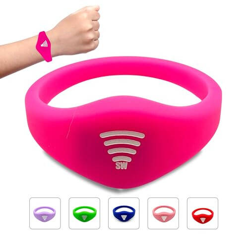 Sharewear Adjustable Child Safety ID Smart Band: Waterproof Wristband with Free Digital Profile. Endless Customization, no subscriptions Needed. Travel, Medical alerts, & Food Allergies. (Pink) - 1