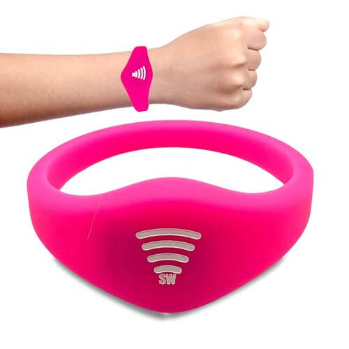 Sharewear Adjustable Child Safety ID Smart Band: Waterproof Wristband with Free Digital Profile. Endless Customization, no subscriptions Needed. Travel, Medical alerts, & Food Allergies. (Pink) - 4