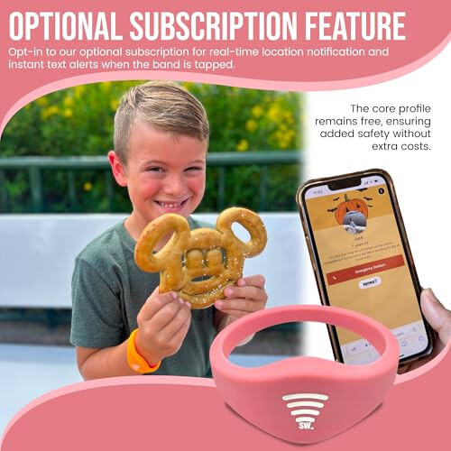 Sharewear Child Safety ID Smart Band: Waterproof wristband with free digital profile. Endless customization, no subscriptions needed. Ideal for travel, medical alerts, & food allergies. (Pink) - 7