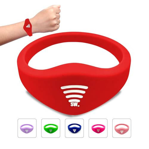 Sharewear Child Safety ID Smart Band: Waterproof Wristband with Free Digital Profile. Endless Customization, no subscriptions Needed. Ideal for Travel, Medical alerts, & Food Allergies. (Red) - 3