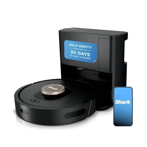 Shark AV2501AE AI Robot Vacuum with XL HEPA Self-Empty Base, Bagless, 60-Day Capacity, LIDAR Navigation, Perfect for Pet Hair, Compatible with Alexa, Wi-Fi Connected, Carpet & Hard Floor, Black - 1