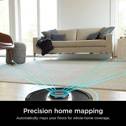 Shark AV2501AE AI Robot Vacuum XL HEPA O‘z-o‘zini tozalaydigan taglik, sumkasiz, 60 kunlik sig‘im, LIDAR navigatsiya, uy hayvonlari uchun mukammal, Alexa bilan mos, Wi-Fi ga ulangan, gilam va qattiq pol uchun, qora - 6