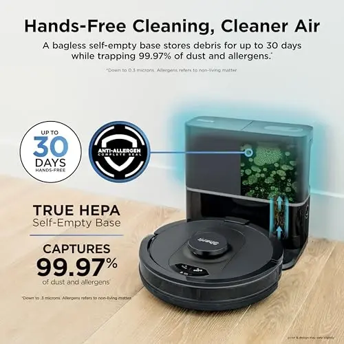 Shark AV2501S AI Ultra Robot Vacuum, with Matrix Clean, Home Mapping, 30-Day Capacity HEPA Bagless Self Empty Base, Perfect for Pet Hair, Wifi, Dark Grey - 3