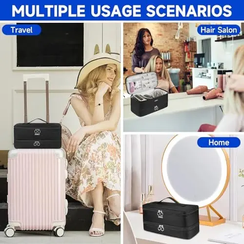 Shark Flexstyle/FlexFusion/Saç Kurutma Makinesi ile Uyumludur, Dyson Airwrap Stilist/Supersonic Saç Kurutma Makinesi ve Aksesuarlarına Uyan İki Katmanlı Saç Isı Aletleri Saklama Çantası, Sadece Siyah Çanta - 6
