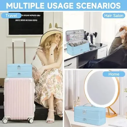 Shark Flexstyle/FlexFusion/Soch quritgich bilan mos keluvchi sayohat sumkasi, ikki qavatli soch turmagi uchun issiq asboblar saqlash sumkasi Dyson Airwrap Styler/Supersonic soch quritgich va qo'shimchalar uchun mos, Moviy-Faqat sumka - 5