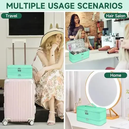 Shark Flexstyle/FlexFusion/Soch quritgichga mos keladigan sayohat sumkasi, ikki qavatli soch turmagi uchun issiq asboblar saqlash sumkasi Dyson Airwrap Styler/Supersonic Soch quritgich va AttacModazoneents uchun mos, yalpiz yashil - 6