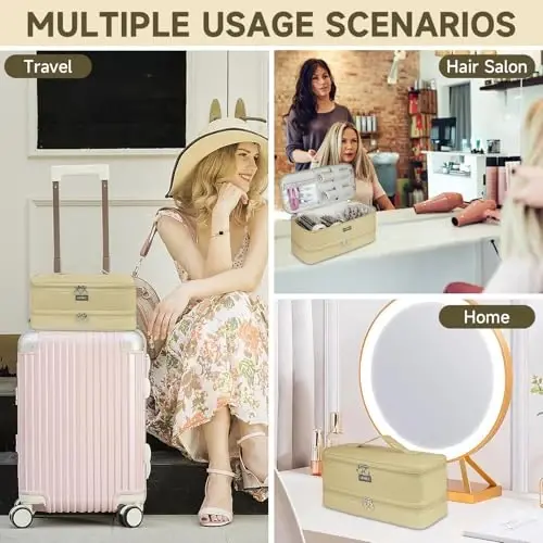 Shark Flexstyle/FlexFusion/Soch Quritgichga mos Keluvchi Sayohat Sumkasi, Ikki Qavatli Soch Turmaklash uchun Issiq Asboblar Saqlash Sumkasi Dyson Airwrap Styler/Supersonic Soch Quritgich va Aksessuarlariga mos keladi, Xaki Rangli Sumka-Faqat - 6