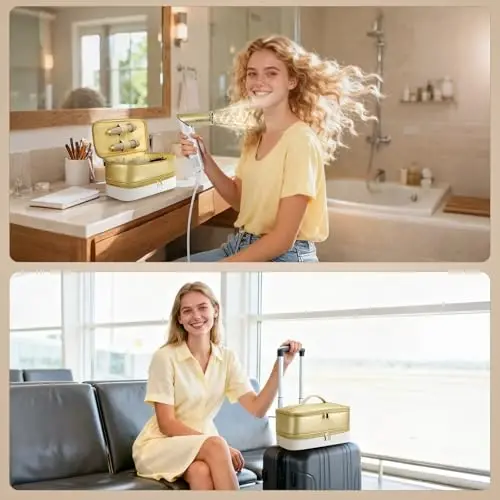 Travel Hair Dryer Case for Shark Glam, Portable Hair Tools Bag for Shark FlexFusion, Double-Layer Storage Carrying Case for Shark FlexStyle Blow Dryer, Silki Straightener & Glossi AttacModazoneents Holder - 4