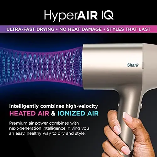 Shark HyperAIR Ionic Dryer, Rotatable Brush, Auto Presets, Stone, HD112BRN | Dual Optical Sensors Auto-Set Heat, Negative Ion Frizz Control, Cool Shot Button - 3