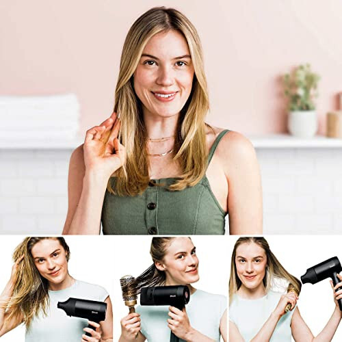 Shark HD125CO Hair Blow Dryer HyperAIR Fast-Drying with IQ 2-in-1 Concentrator and Styling Attachments, Auto Presets, Rotatable Hot Air Brush, No Heat Damage, Ionic, Black (Renewed) - 5