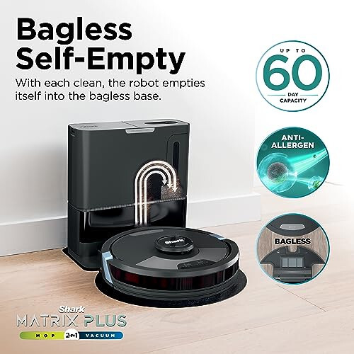 Shark Matrix Plus 2-in-1 Robot Vacuum & Mop with Sonic Mopping, Matrix Clean, Home Mapping, HEPA Bagless Self Empty Base, CleanEdge, for Pet Hair, WiFi, Black/Mocha, AV2630WA - 5