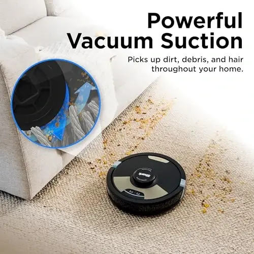 Shark Matrix Plus Robot Vacuum & Mop Combo, 60-Day Self-Empty, AV2613WA | Matrix Clean Navigation for Carpet, Hard Floors & Pet Hair, HEPA, Sonic Mopping, Anti-Hair Wrap, LiDAR Mapping, Wi-Fi Control - 3