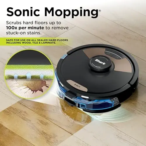 Shark Matrix Plus Robot Vacuum & Mop Combo, 60-Day Self-Empty, AV2613WA | Matrix Clean Navigation for Carpet, Hard Floors & Pet Hair, HEPA, Sonic Mopping, Anti-Hair Wrap, LiDAR Mapping, Wi-Fi Control - 4