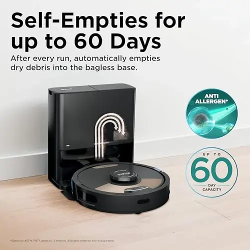 Shark Matrix Plus Robot Vacuum & Mop Combo, 60-Day Self-Empty, AV2613WA | Matrix Clean Navigation for Carpet, Hard Floors & Pet Hair, HEPA, Sonic Mopping, Anti-Hair Wrap, LiDAR Mapping, Wi-Fi Control - 6