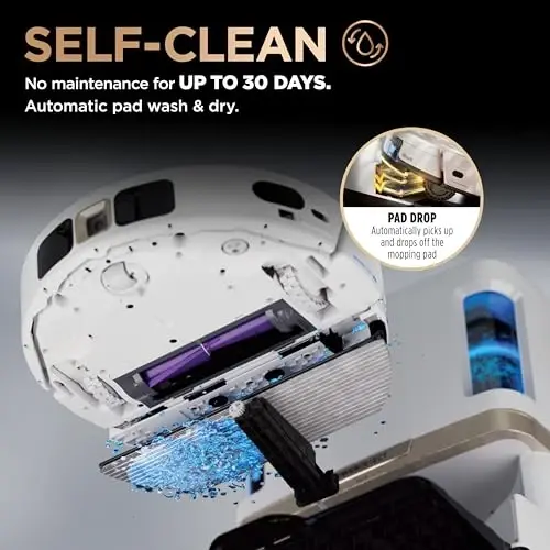 Shark PowerDetect 2-in-1 Robot Vacuum & Mop, White, AV2800ZE | 5 PowerDetect Technologies, NeverStuck, NeverTouch Pro Base (Self-Empty 60-Day, Refill, Pad Wash/Dry), 360° LiDAR + 3D Sensor - 6