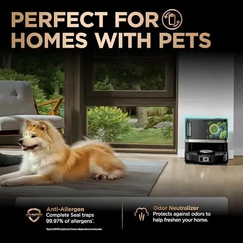 Shark PowerDetect NeverTouch Pro Robot Vacuum & Mop, Black,AV2800ZEBK | 5 PowerDetect Technologies, NeverStuck, NeverTouch Pro Base (Self-Empty 60-Day, Refill, Pad Wash/Dry), 360° LiDAR + 3D Sensor - 5