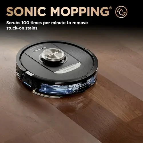 Shark PowerDetect NeverTouch Pro Robot Vacuum & Mop, Black,AV2800ZEBK | 5 PowerDetect Technologies, NeverStuck, NeverTouch Pro Base (Self-Empty 60-Day, Refill, Pad Wash/Dry), 360° LiDAR + 3D Sensor - 6