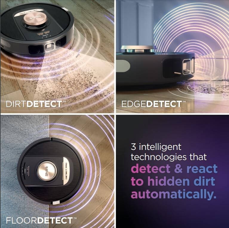 Shark RV2820AE Detect Pro Self-Empty Robot Vacuum with Bagless, 60-day Capacity HEPA Base, 3 Detect & React Technologies, Auto Deep-Clean on Carpets and Hardfloors, NeverStuck Tech, Wi-Fi Black/Bronze - 2