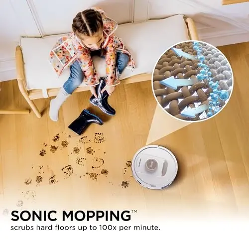 Shark Stratos Robot Vacuum & Mop Combo, 60-Day Self-Empty, White, AV2700ZE | LiDAR Mapping & AutoLift for Carpet & Hard Floors, HEPA, Sonic Mopping, Edge & Object Detection, Self-Refill & Self-Clean - 3