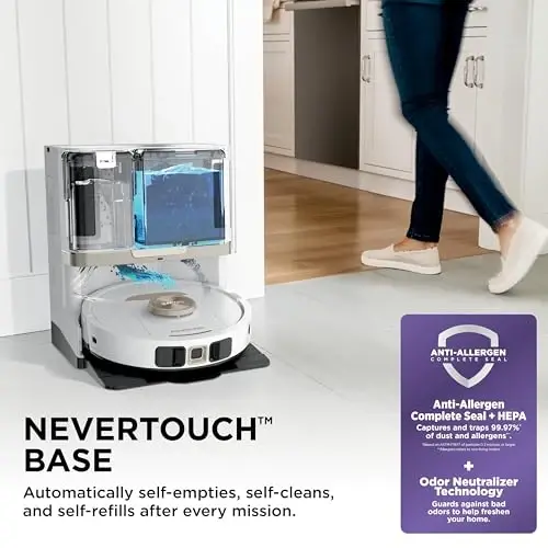 Shark Stratos Robot Vacuum & Mop Combo, 60-Day Self-Empty, White, AV2700ZE | LiDAR Mapping & AutoLift for Carpet & Hard Floors, HEPA, Sonic Mopping, Edge & Object Detection, Self-Refill & Self-Clean - 5
