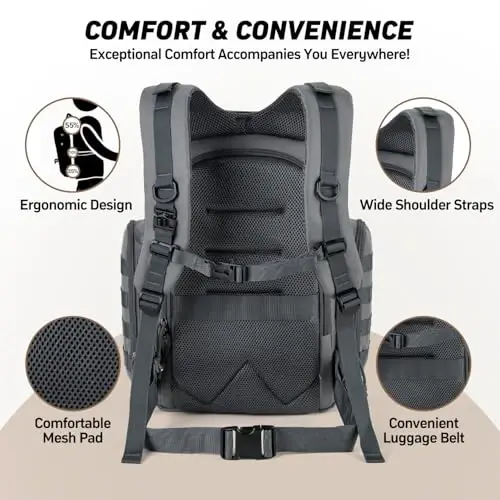 SHARKMOUTH Diaper Bag with Changing Pad - Large Military Baby Diaper Backpack for Hiking Travel Camping - Army Style for Men Active Dad Gray - 3