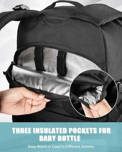 SHARKMOUTH Dad Diaper Bag Backpack - Military Baby Gear Backpacks with Daddy Patches Black - 4