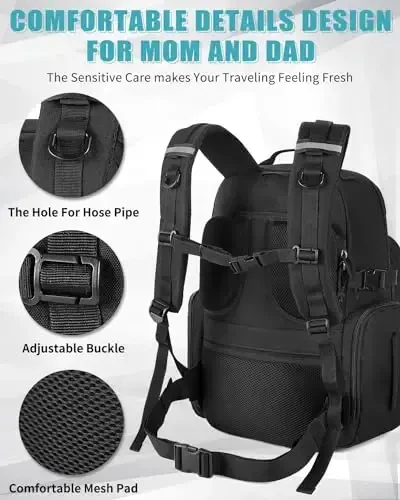 SHARKMOUTH Dad Diaper Bag Backpack - Military Baby Gear Backpacks with Daddy Patches Black - 5