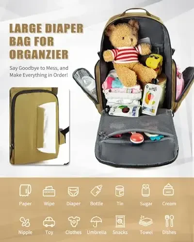 SHARKMOUTH Military Diaper Bag for Dad: Tactical Baby Backpack with Insulated Changing Pad for Outdoor Dads - MOLLE Webbing & 900D Polyester for Camping Hiking Travel 