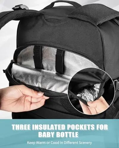 SHARKMOUTH Dad Diaper Bag Backpack - Military Baby Gear Backpacks with Daddy Patches Black - 4
