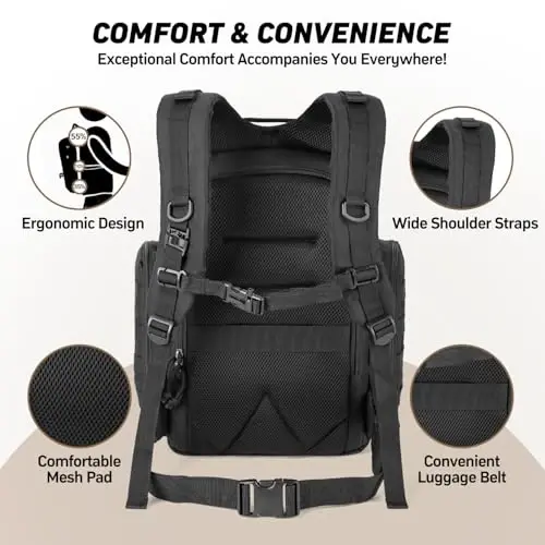 SHARKMOUTH Dad Diaper Bag Military - Large Baby Diaper Backpack with Changing Pad for Travel Camping Trips Park - Newborn Baby Shower Gifts Black - 3